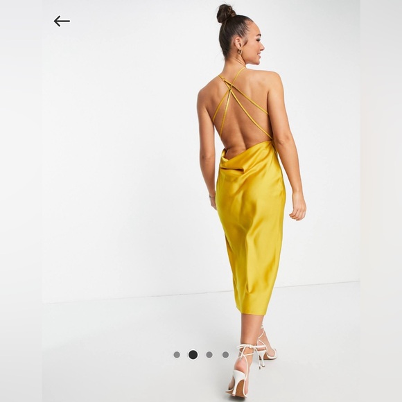 One Shoulder Satin Backless Mindi Dress - Picture 2 of 4